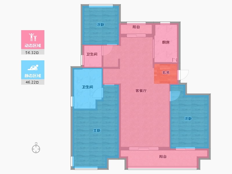 陕西省-西安市-陕建・荣华臻萃府-92.00-户型库-动静分区