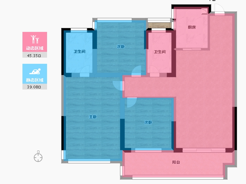 辽宁省-葫芦岛市-龙都悦澜湾-74.40-户型库-动静分区