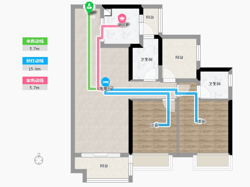 广东省-佛山市-保利翡翠公馆-76.62-户型库-动静线