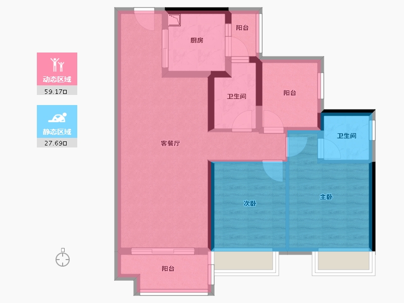 广东省-佛山市-保利翡翠公馆-76.62-户型库-动静分区