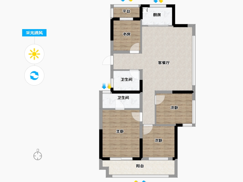 辽宁省-葫芦岛市-龙都悦澜湾-90.40-户型库-采光通风