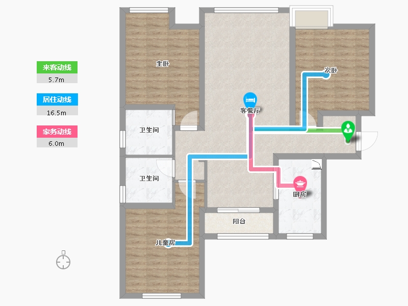 湖南省-常德市-万达湖公馆c4-2-2608-103.04-户型库-动静线