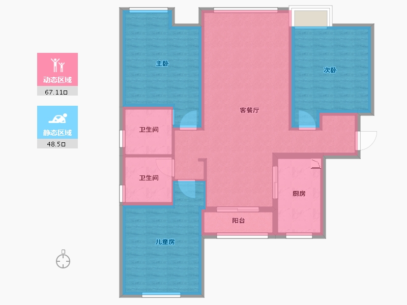 湖南省-常德市-万达湖公馆c4-2-2608-103.04-户型库-动静分区