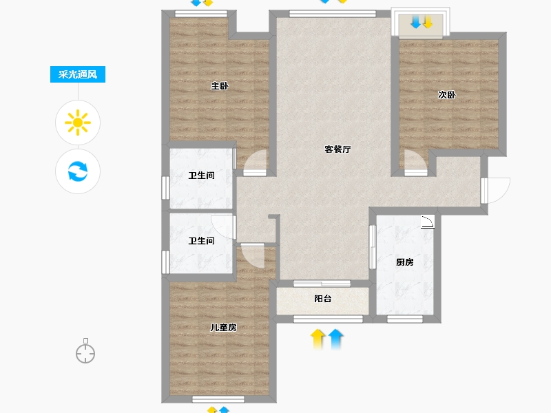 湖南省-常德市-万达湖公馆c4-2-2608-103.04-户型库-采光通风