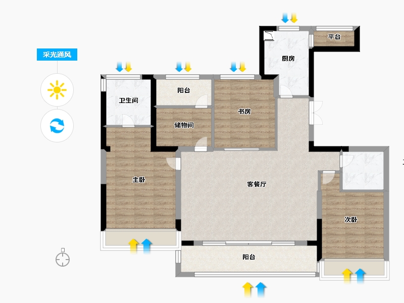 浙江省-温州市-时代瓯海壹品-111.19-户型库-采光通风