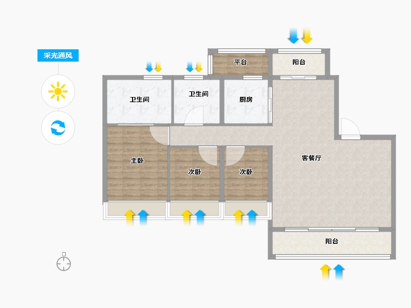 浙江省-温州市-温州万科古翠隐秀-118.41-户型库-采光通风