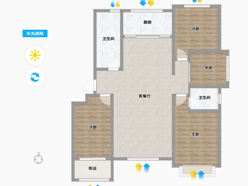 山东省-潍坊市-东方枫景苑-111.97-户型库-采光通风