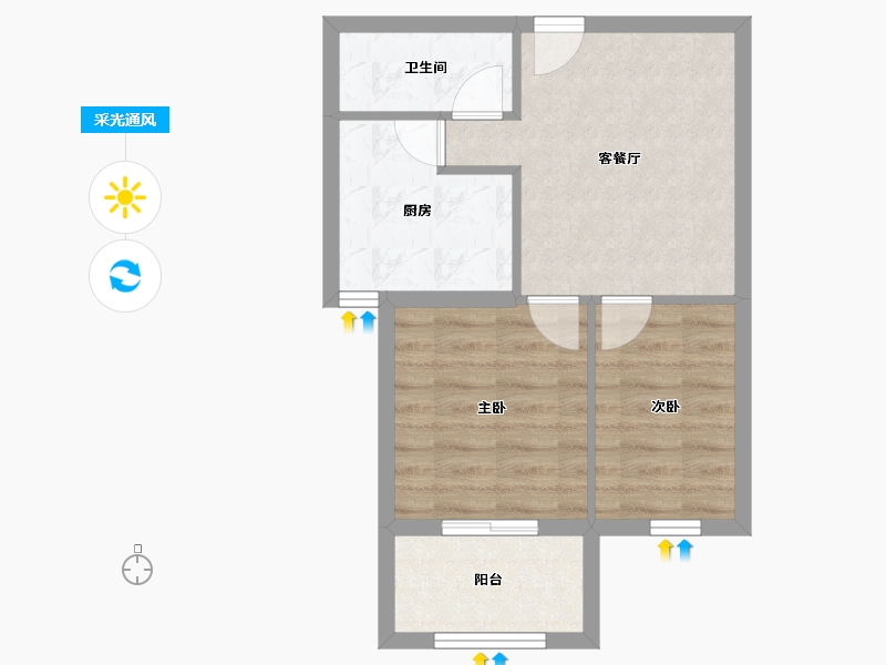 山东省-烟台市-莱阳文景佳苑-47.67-户型库-采光通风