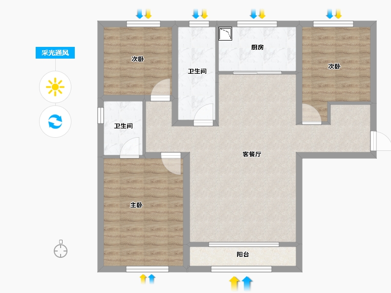 新疆维吾尔自治区-乌鲁木齐市-秦基・澜城-84.11-户型库-采光通风