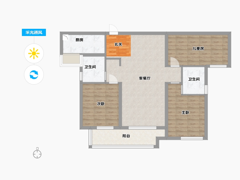 湖南省-长沙市-佳兆业湘府熙园-88.80-户型库-采光通风