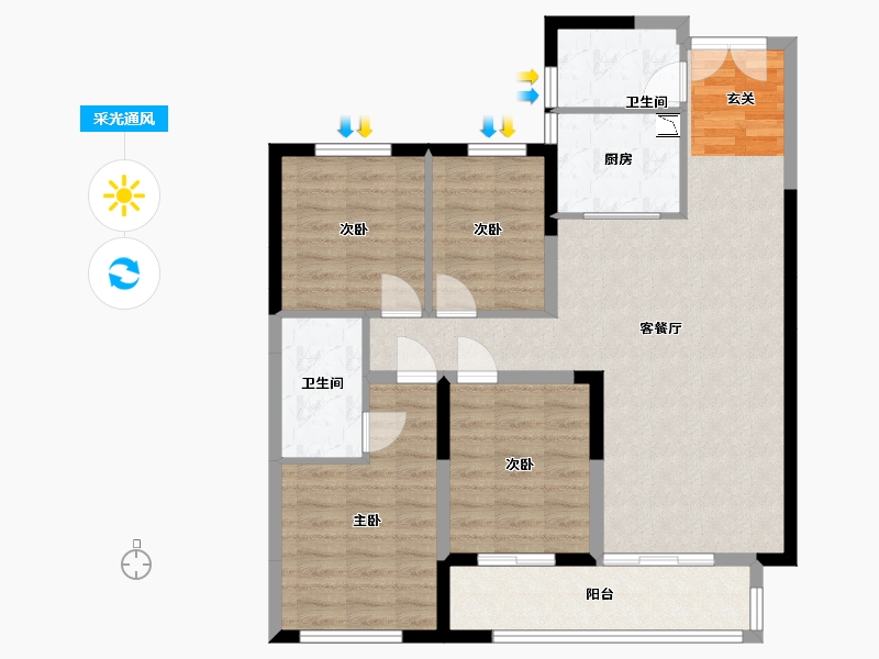 湖南省-长沙市-先导恒伟星雅韵-95.32-户型库-采光通风