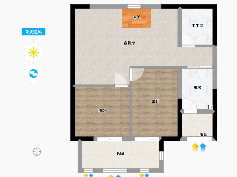 山东省-烟台市-花半里-60.00-户型库-采光通风