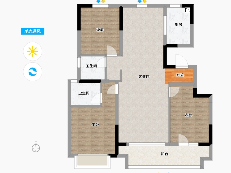 山东省-烟台市-中瑞城-95.20-户型库-采光通风