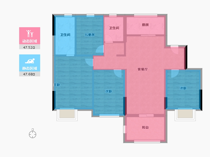 广东省-广州市-万科幸福悦花园-84.99-户型库-动静分区