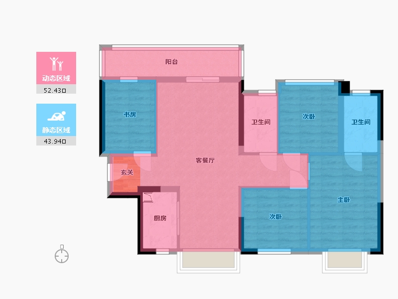 广西壮族自治区-南宁市-盛湖悦景-85.57-户型库-动静分区