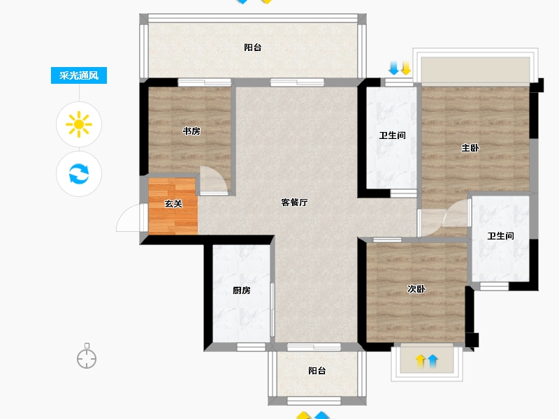 广西壮族自治区-南宁市-盛世金悦-77.29-户型库-采光通风