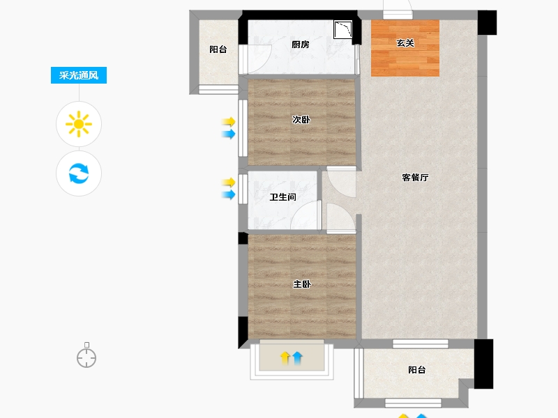 广西壮族自治区-南宁市-鑫邦华府-57.01-户型库-采光通风