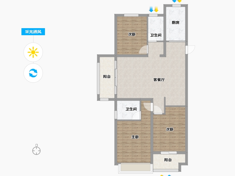 山东省-菏泽市-佳和雅园-108.00-户型库-采光通风