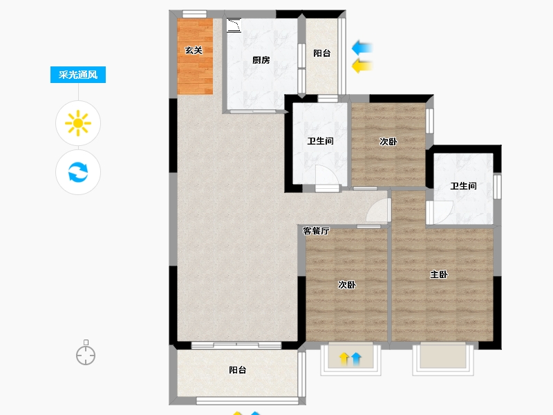 广西壮族自治区-南宁市-南宁恒大悦龙台-89.20-户型库-采光通风