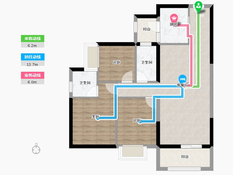 广东省-东莞市-麻涌碧桂园铜雀台-79.29-户型库-动静线