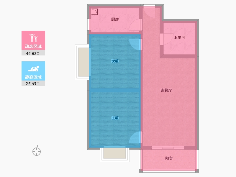 山西省-太原市-杏花岭区北中环兴苑小区-64.68-户型库-动静分区