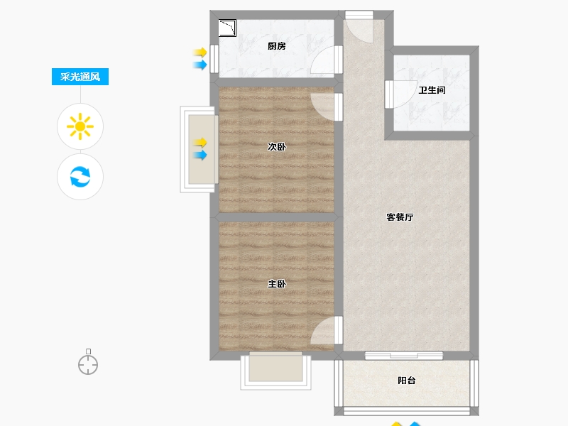 山西省-太原市-杏花岭区北中环兴苑小区-64.68-户型库-采光通风