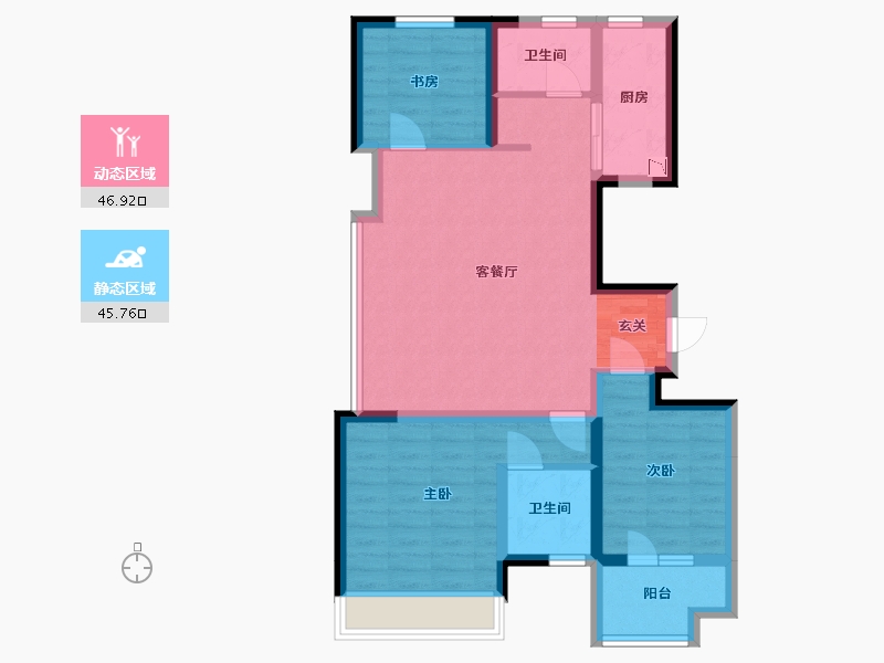 山东省-青岛市-世茂香奈公馆-81.88-户型库-动静分区