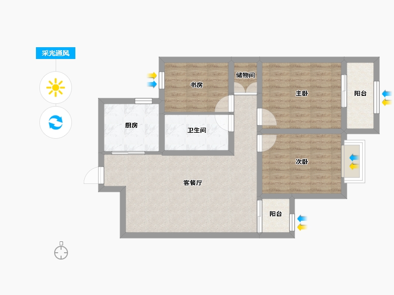 山西省-吕梁市-孝义盛世兰亭-74.05-户型库-采光通风