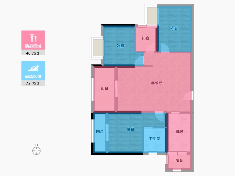 广东省-深圳市-传麒东湖名苑-63.99-户型库-动静分区