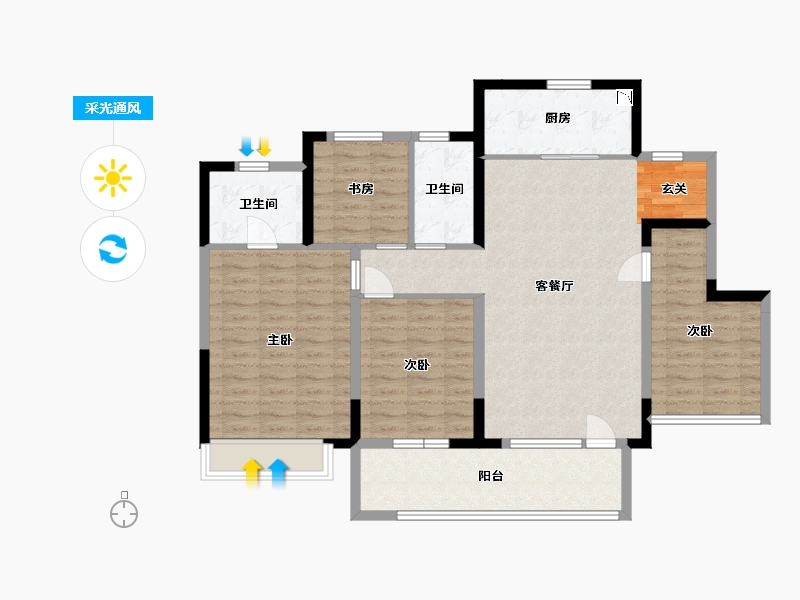 山东省-青岛市-金科平澜府-113.59-户型库-采光通风