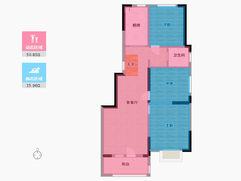 山东省-青岛市-鑫江花漾里-76.80-户型库-动静分区