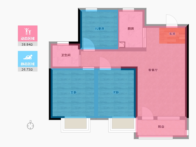 山东省-青岛市-世茂锦域-56.95-户型库-动静分区