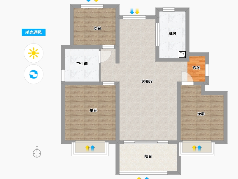 山东省-青岛市-海信文墨里-88.00-户型库-采光通风