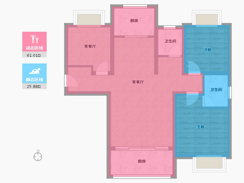 河南省-信阳市-金诚・东方花园-77.11-户型库-动静分区