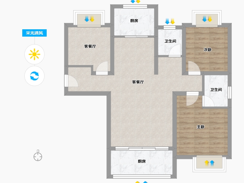 河南省-信阳市-金诚・东方花园-77.11-户型库-采光通风