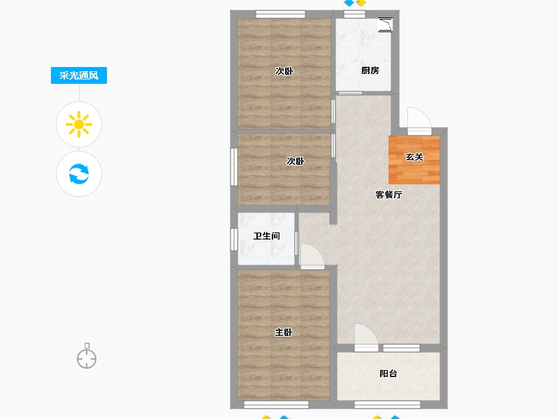 山东省-青岛市-万科・金域北岸-71.20-户型库-采光通风