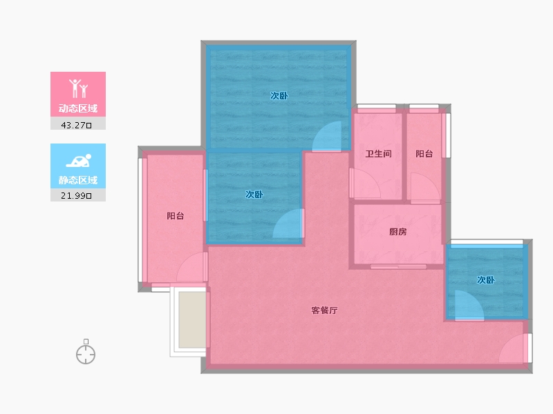 广东省-深圳市-东方瑞景苑-58.45-户型库-动静分区