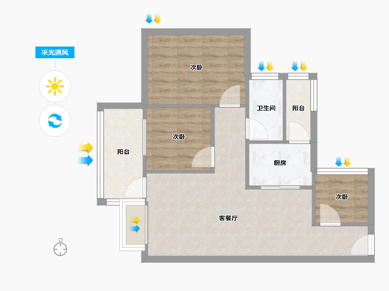 广东省-深圳市-东方瑞景苑-58.45-户型库-采光通风