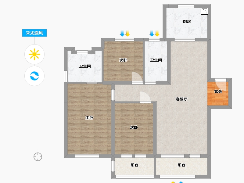 山东省-青岛市-融创中心-92.91-户型库-采光通风