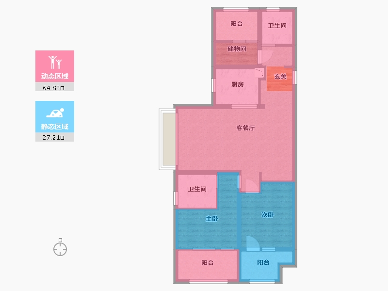 山东省-青岛市-桃李芳菲-80.80-户型库-动静分区