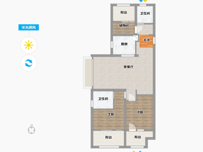 山东省-青岛市-桃李芳菲-80.80-户型库-采光通风