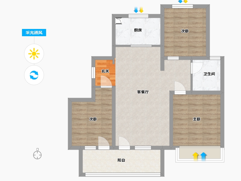 山东省-青岛市-佳兆业・悦峰-76.80-户型库-采光通风