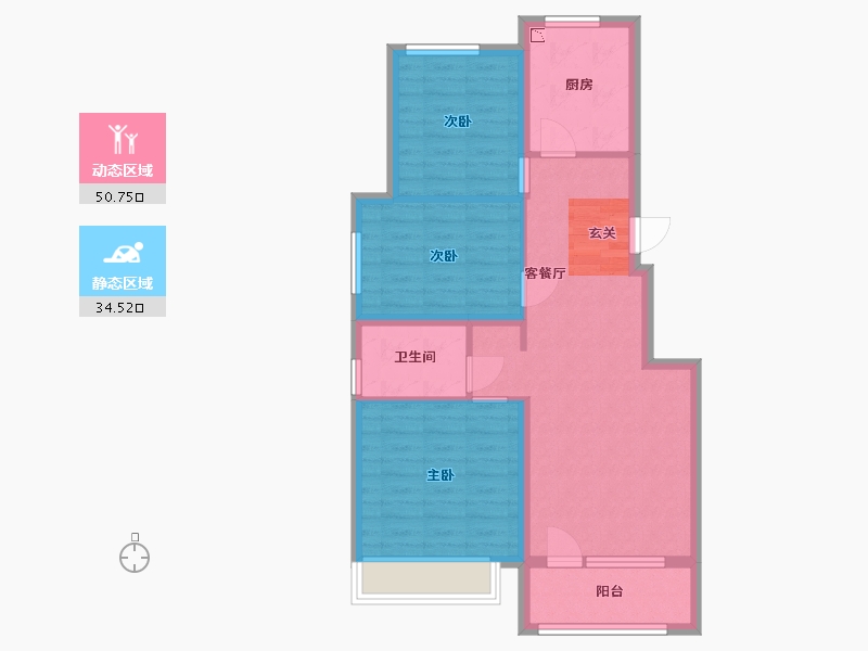 辽宁省-大连市-中海・牧�山-76.00-户型库-动静分区