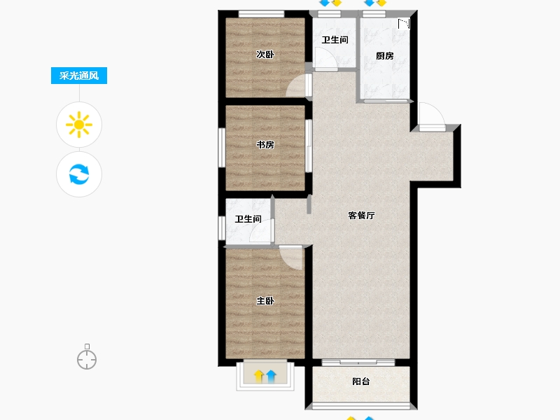 山东省-临沂市-华前城市广场-78.00-户型库-采光通风