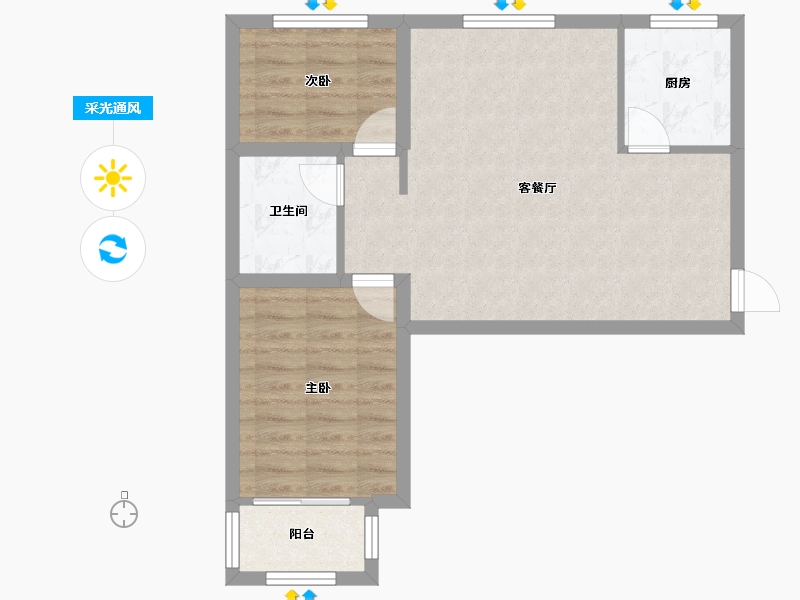 山西省-吕梁市-御景花园-62.37-户型库-采光通风