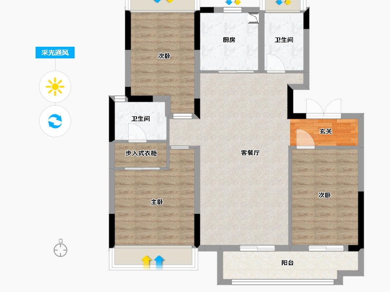 安徽省-马鞍山市-伟星天玺-95.20-户型库-采光通风