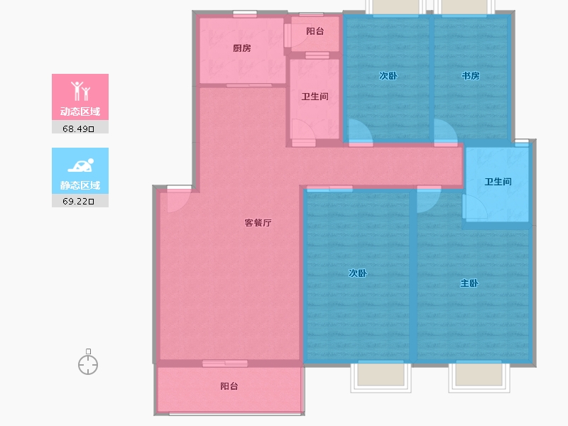 浙江省-绍兴市-阳明华都-124.07-户型库-动静分区