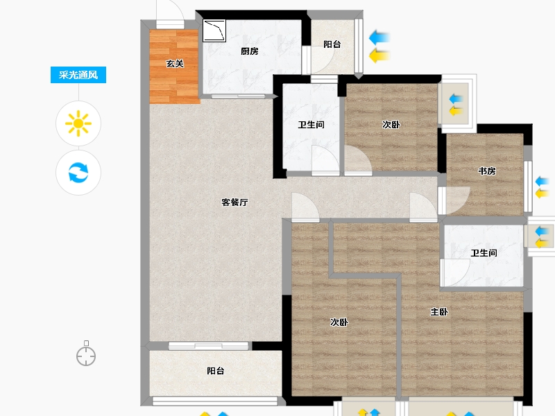 广东省-佛山市-保利同济府-89.61-户型库-采光通风