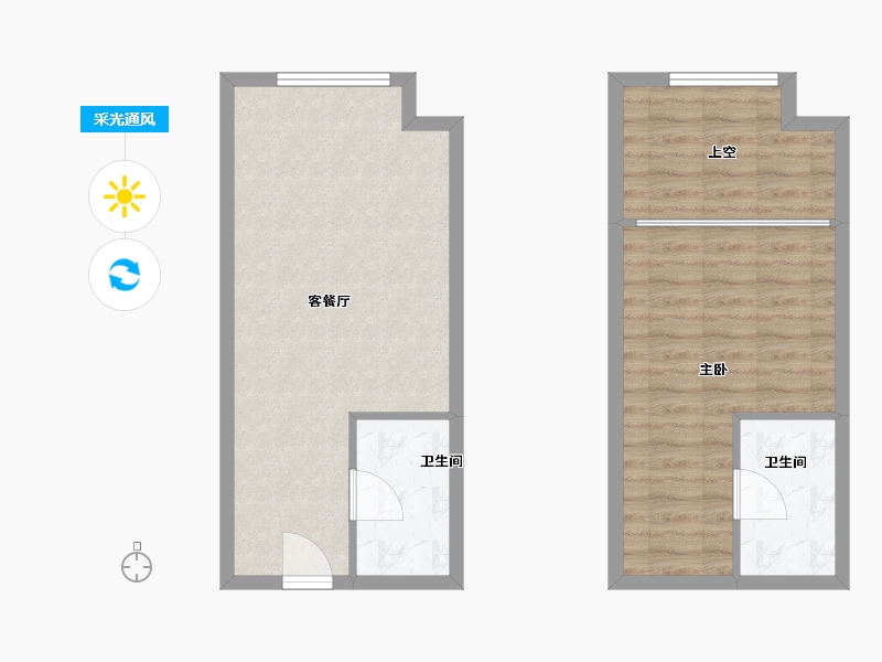 河北省-张家口市-天保京北健康城湖山大院-64.00-户型库-采光通风