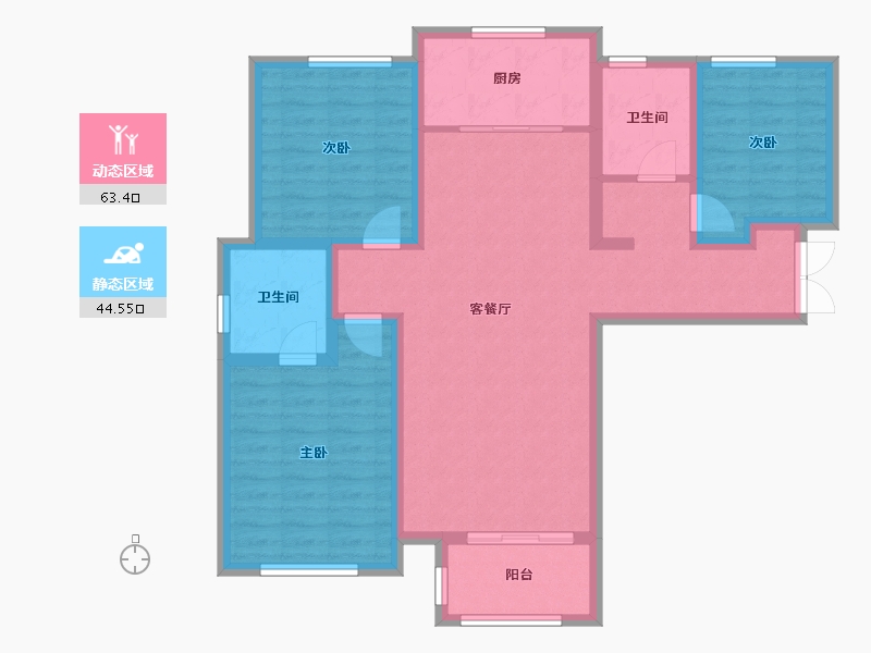 河北省-张家口市-天保京北健康城湖山大院-96.00-户型库-动静分区